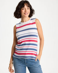 Passport Blue Cotton Button Trim Tank