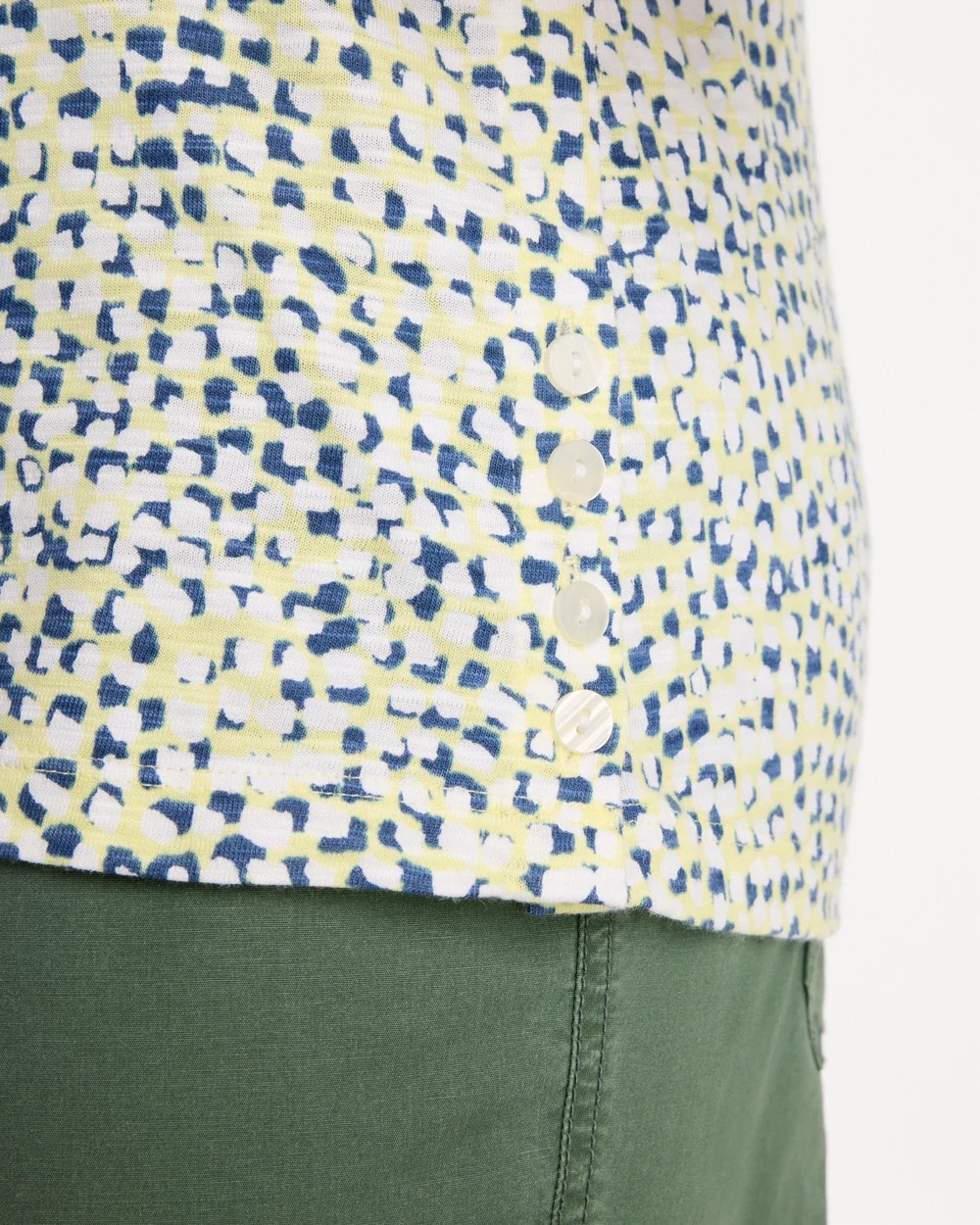Sage Lime Printed Cotton Slub Elbow-Sleeve Tee