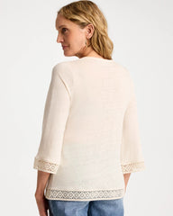 Natural Cream Linen Crochet Lace Tee