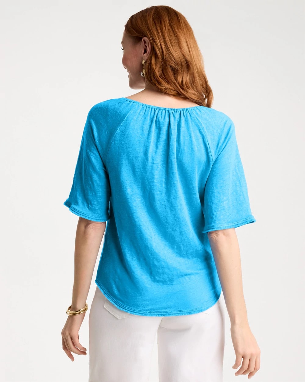 Blue Tide Linen Fringed Tee