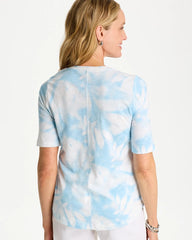 Blue Haven Tie-Dye Palm Cotton Slub V-Neck Tee
