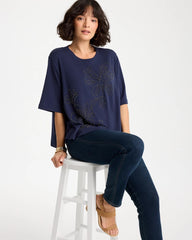 Passport Blue Caviar Beaded Cotton Tee