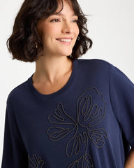 Passport Blue Caviar Beaded Cotton Tee