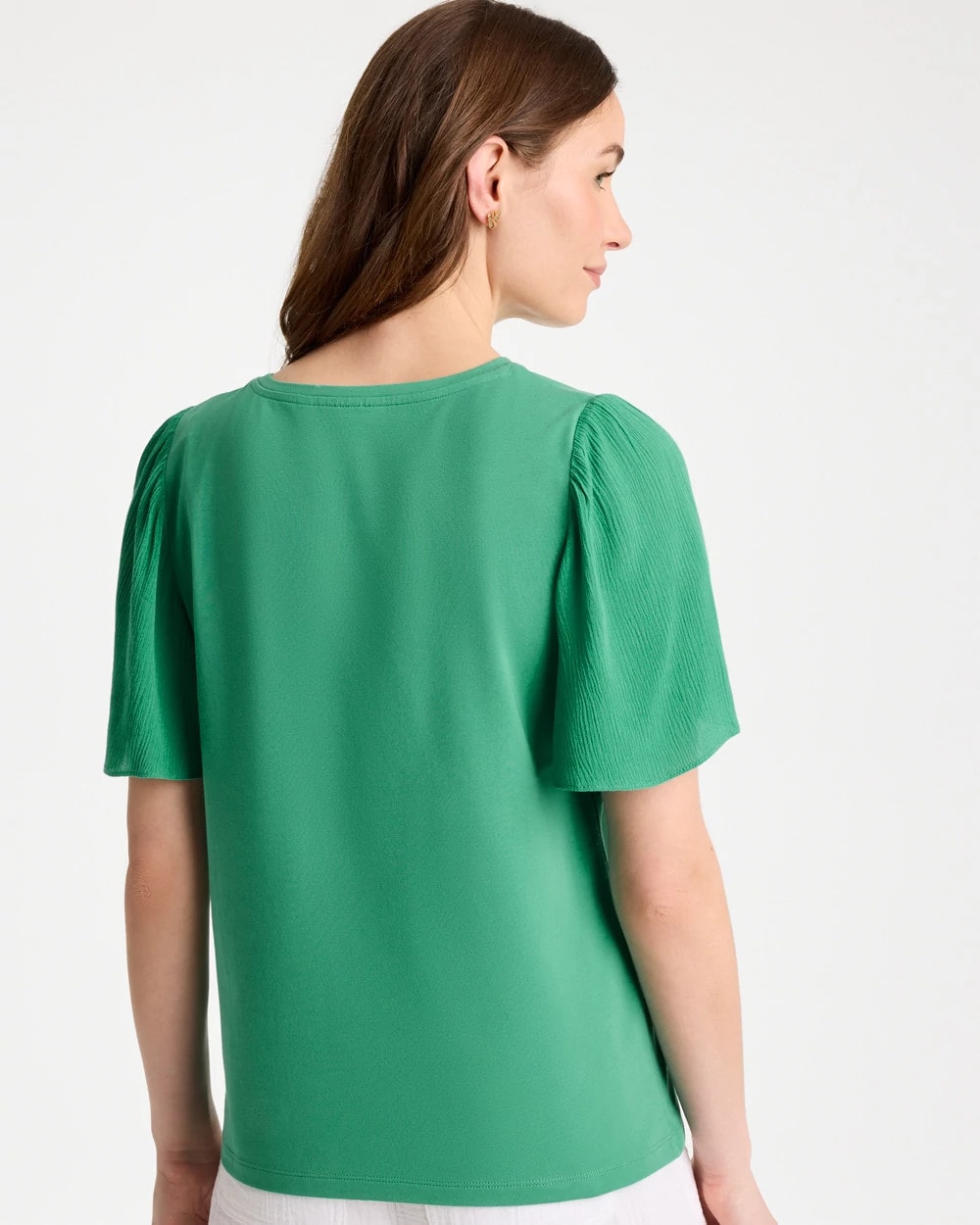 Green Clover Gauze Sleeve Soft-Stretch Tee