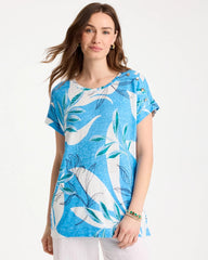 Blue Tide Printed Linen Button Tunic