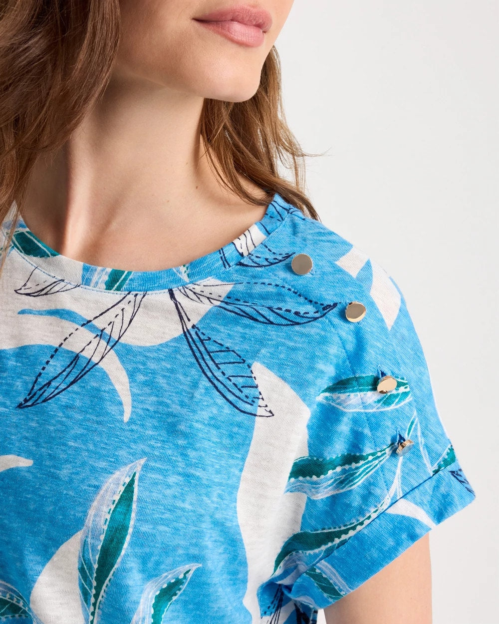 Blue Tide Printed Linen Button Tunic