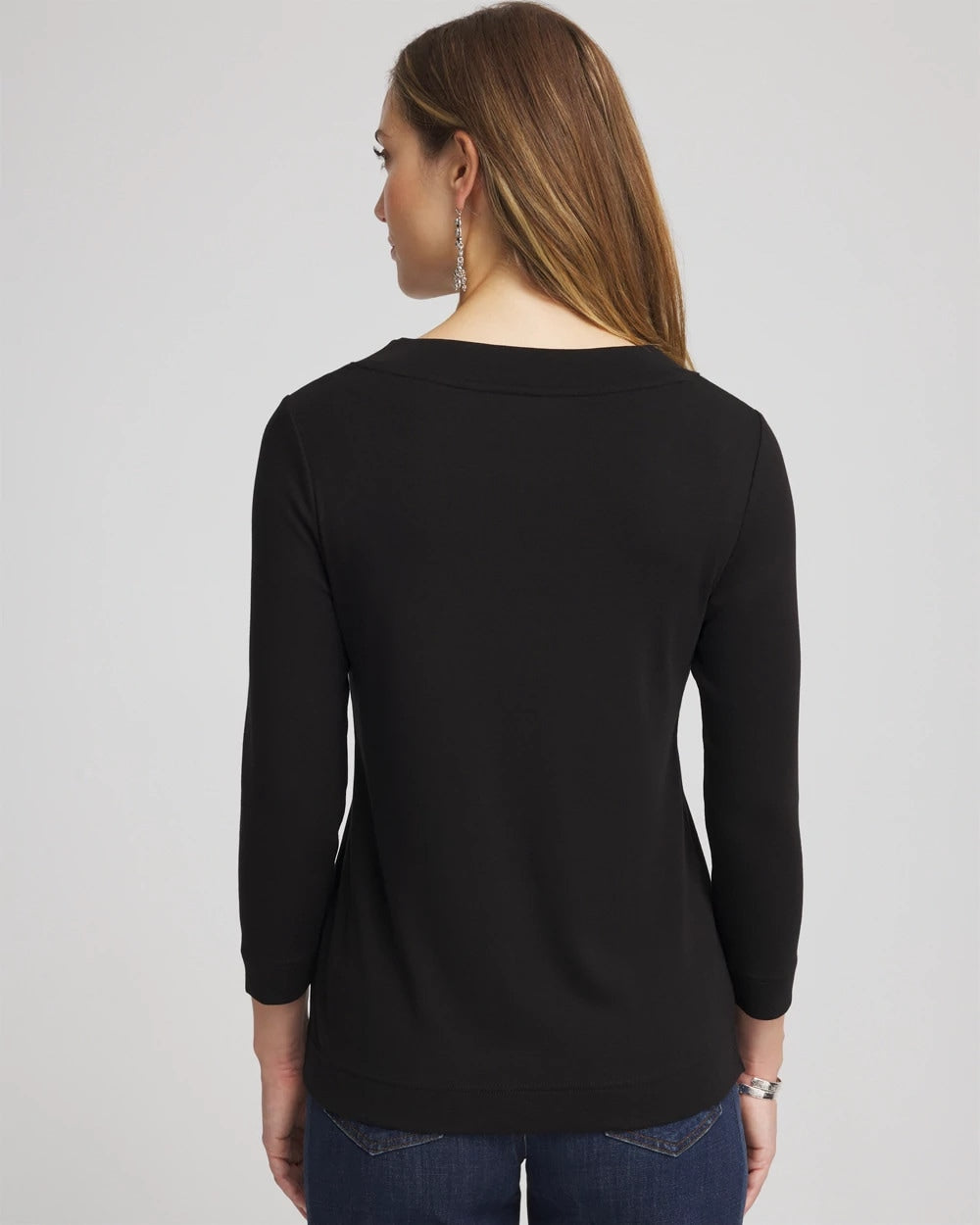 Black Pima Cotton 3/4 Sleeve Tee