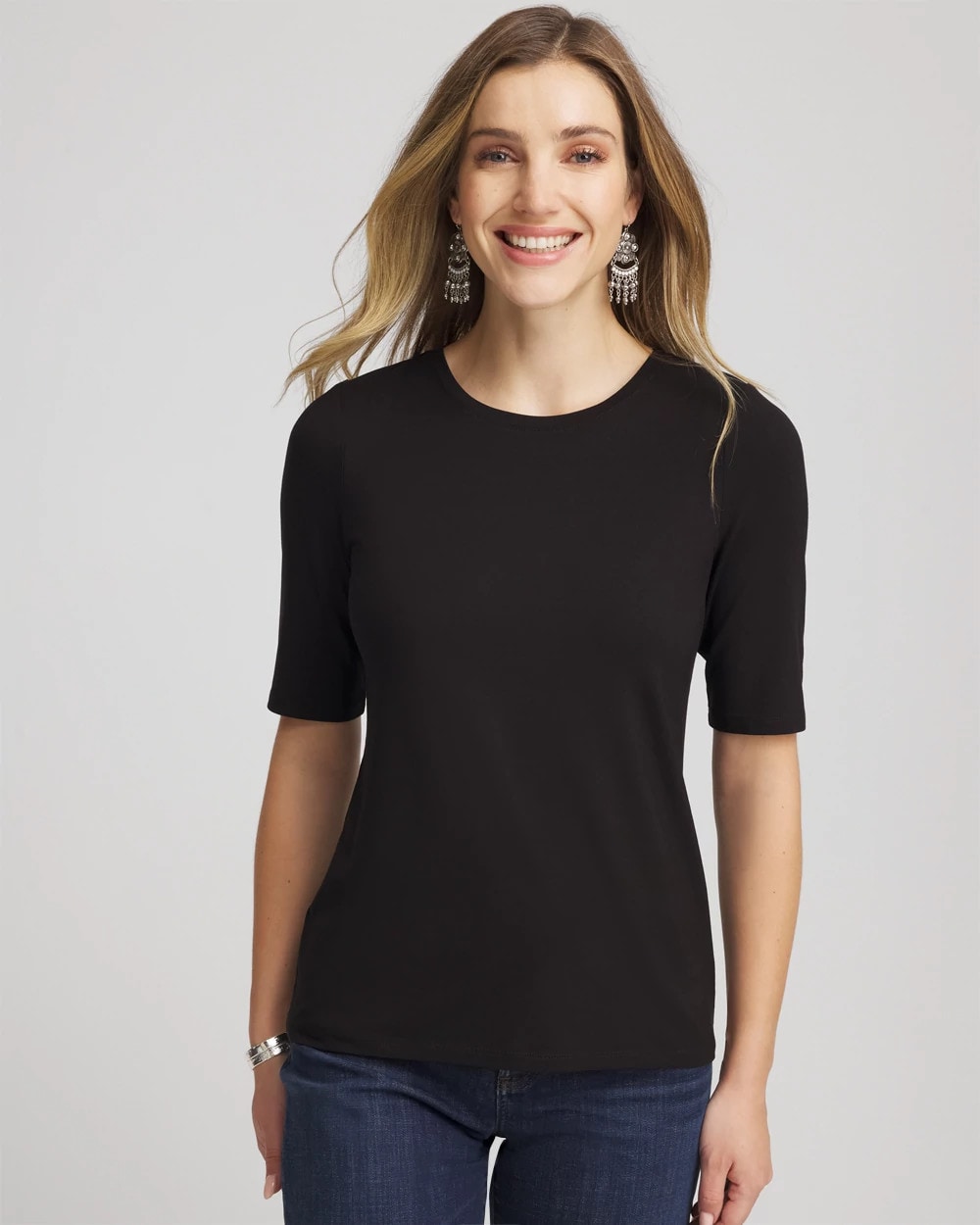 Black Elbow Sleeve Tee