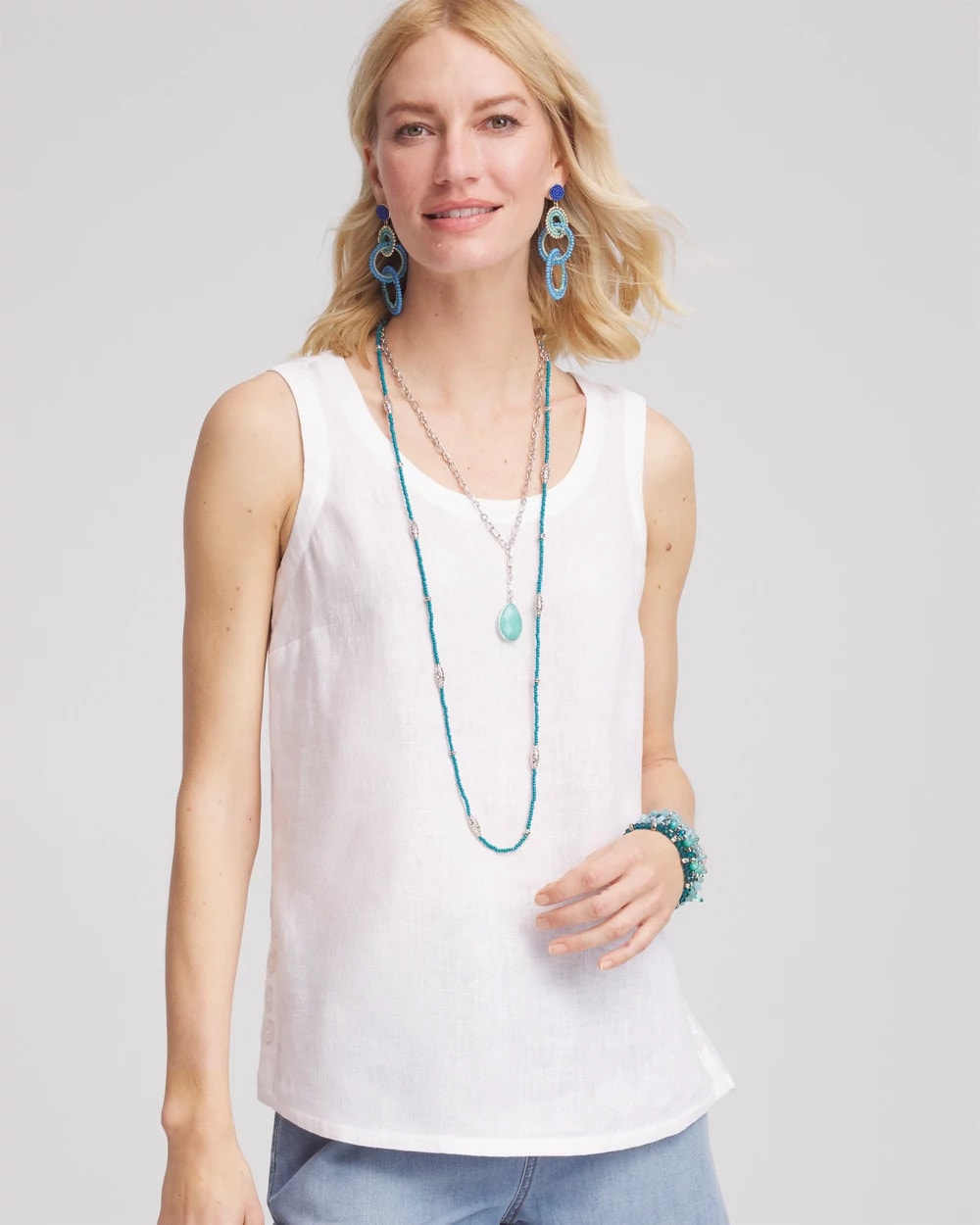 Alabaster Sleeveless Linen Tank Top