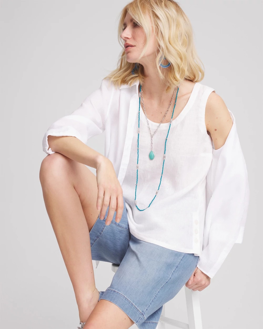 Alabaster Sleeveless Linen Tank Top