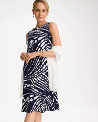 Passport Blue Jersey Knit Printed Shift Dress