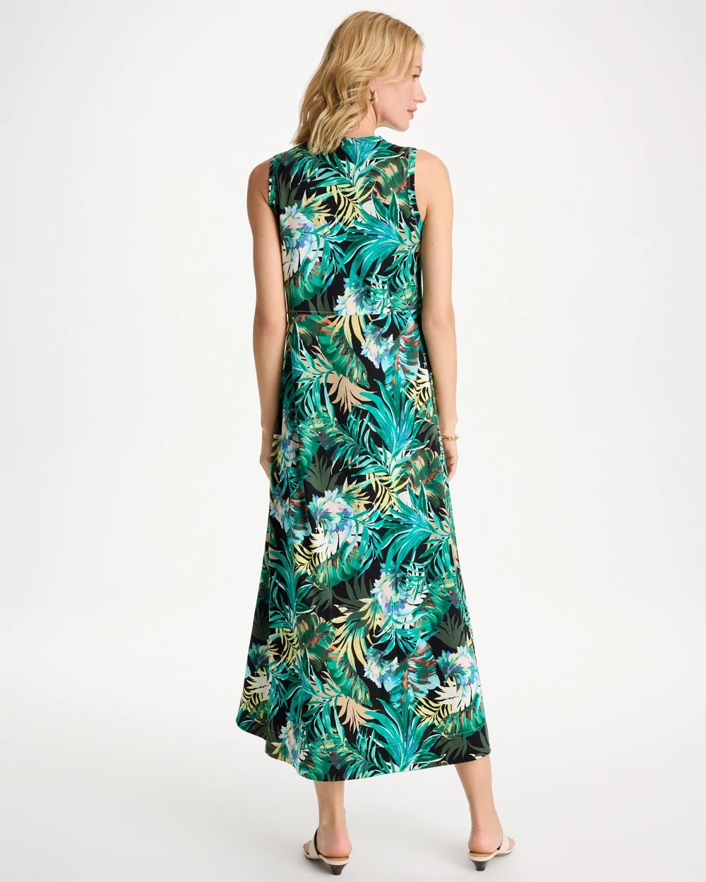 Topanga Green Palm Printed Knit Maxi Dress