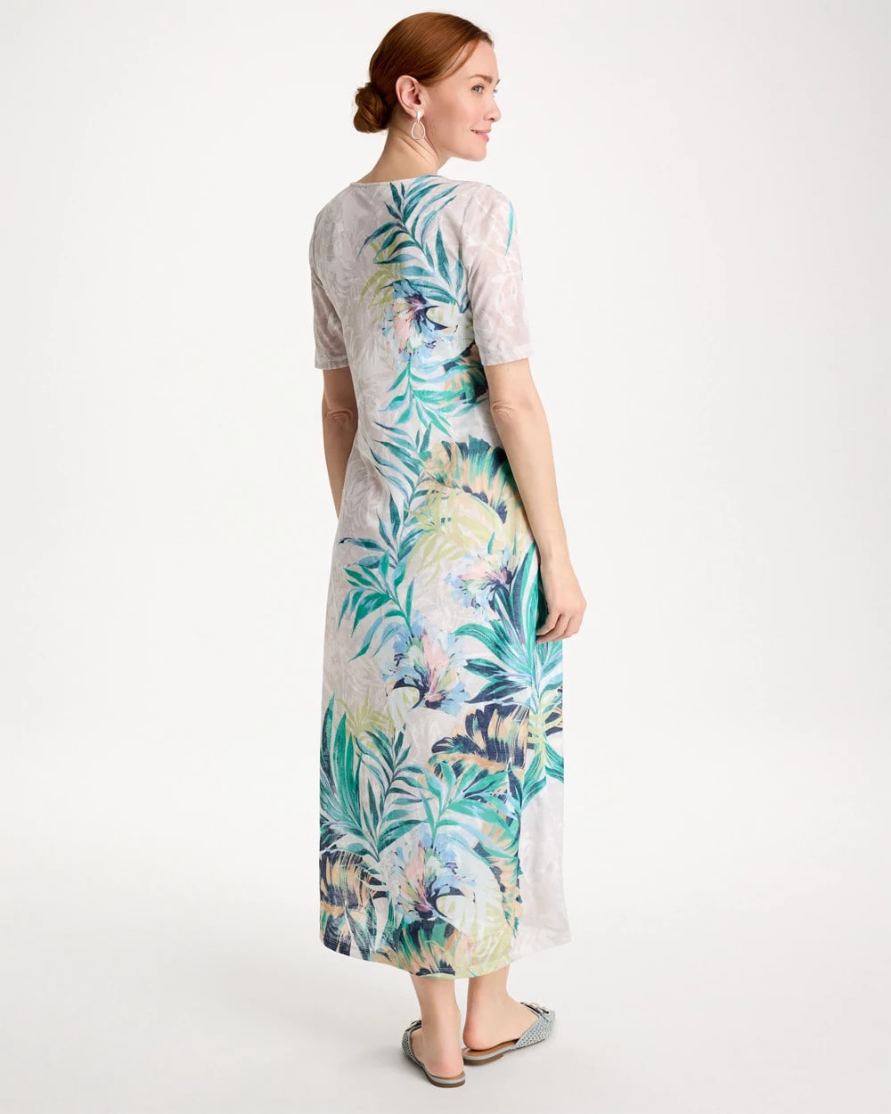 Alabaster Jersey Knit Tropical Maxi Dress