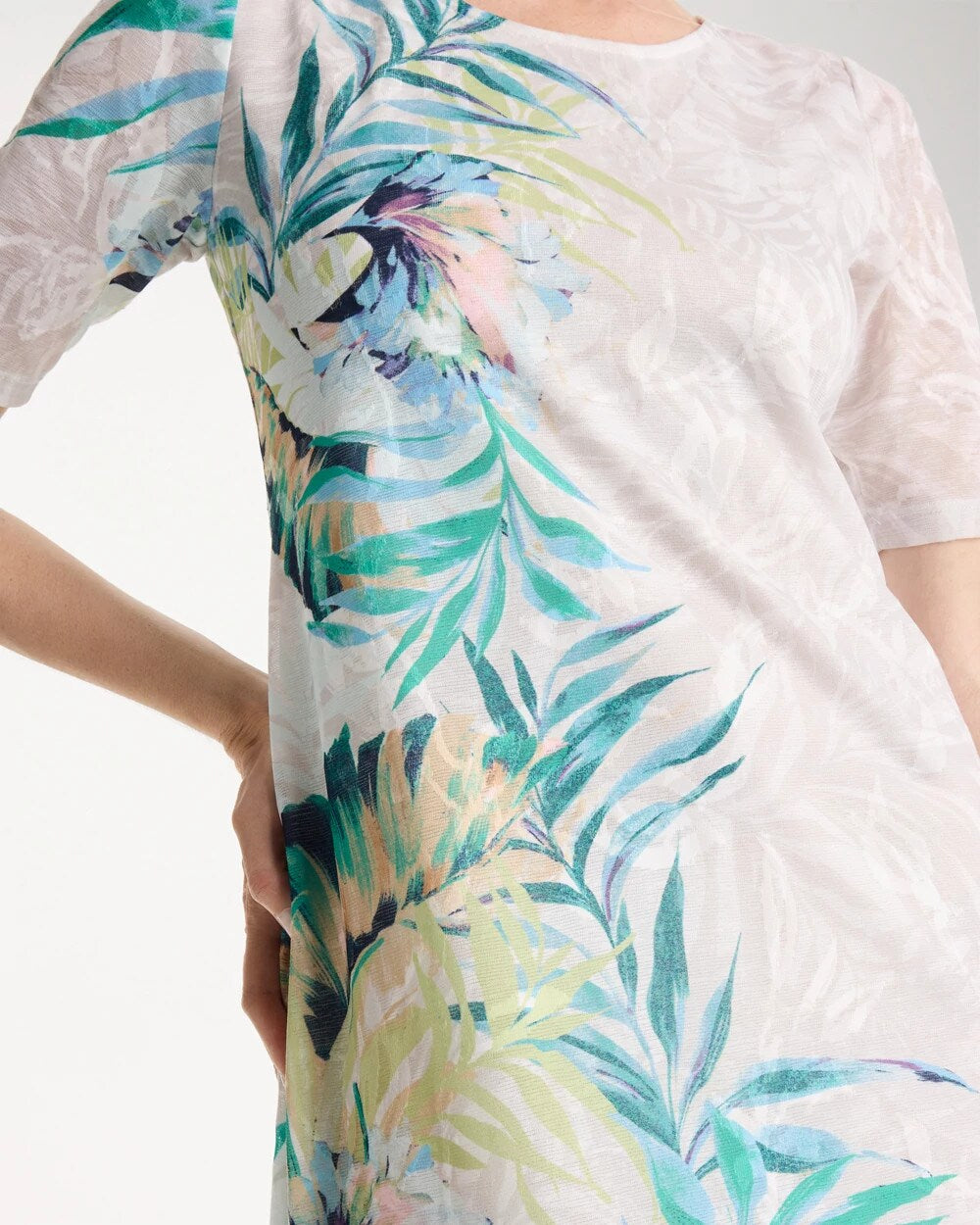 Alabaster Jersey Knit Tropical Maxi Dress