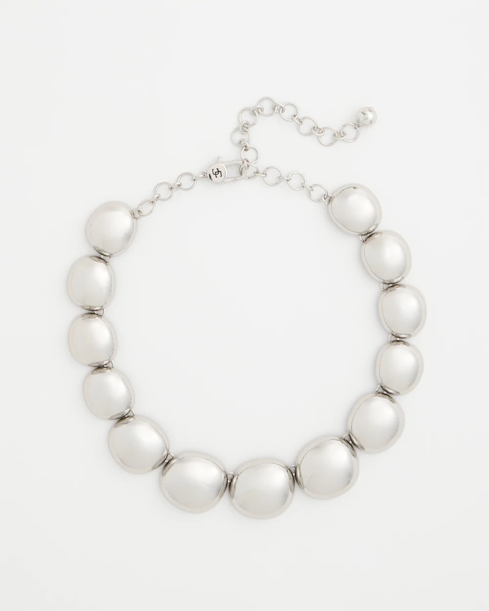 Silver Silver Pebble Collar Necklace