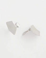 Silver Silver Fan Clip On Earrings