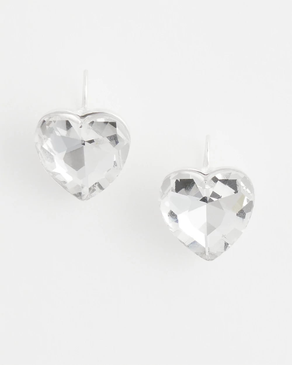 Neutral Crystal Heart Gem Drop Earrings