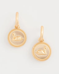 Gold Swan Mini Charm Earrings