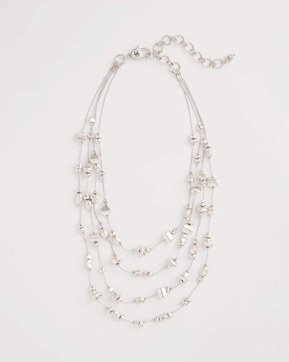 Silver Silvertone Nugget Illusion Necklace