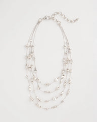 Silver Silvertone Nugget Illusion Necklace