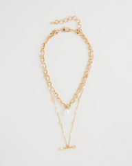 Pearl Toggle Bar Pearl Pendant Necklace