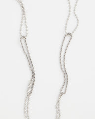 Silver Long Silver Ball Chain Single Strand
