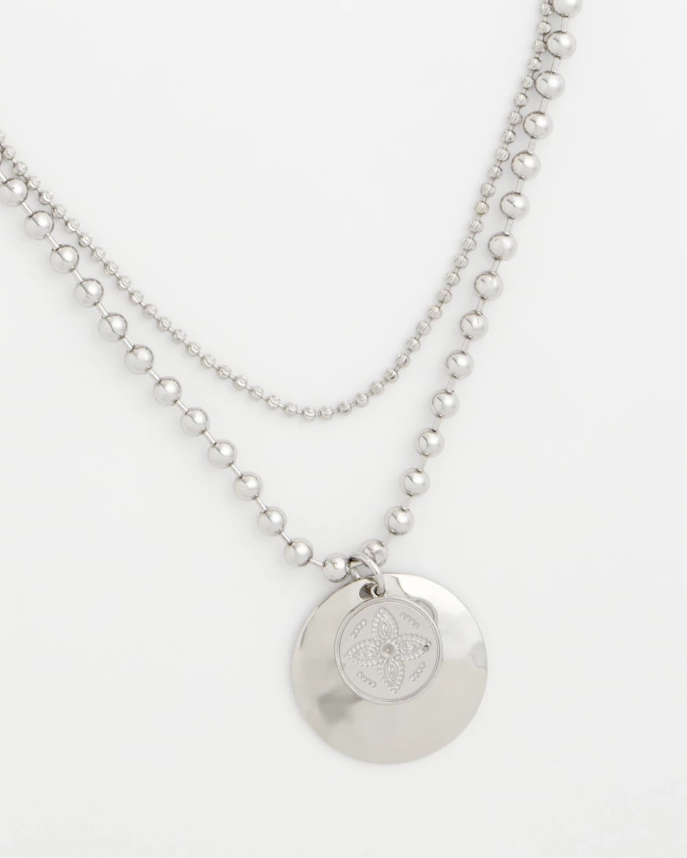 Silver Short Silver Ball Chain Pendant