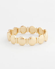 Gold Textured Circle Stretch Bracelet