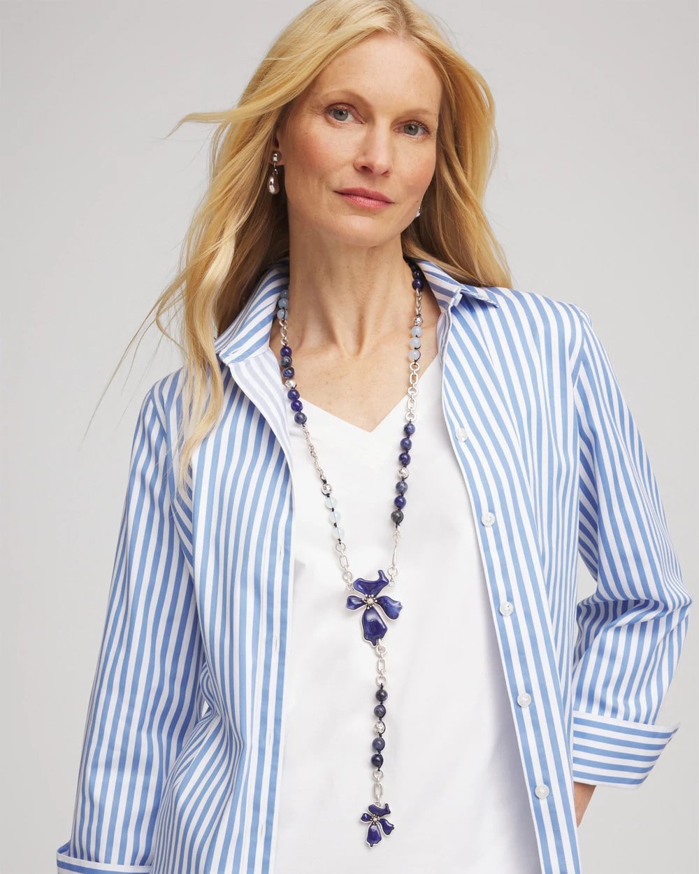 Blue Blue Flower Long Y-Necklace