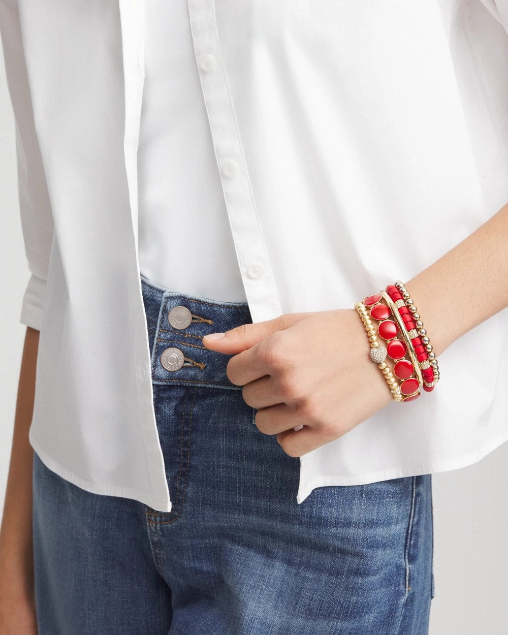 Gold Gold Heart Stretch Bracelet