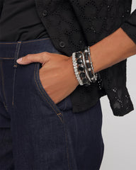 Black Black Barrel Bead Stretch Bracelet