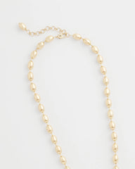 Gold Gold Bead Long Single Strand Necklace