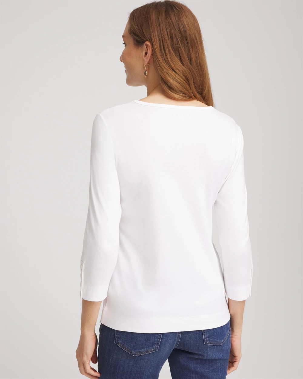 Alabaster Pima Cotton Crewneck Button Tee