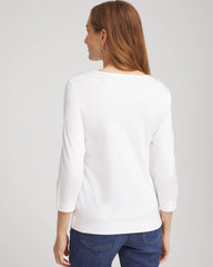 Alabaster Pima Cotton Crewneck Button Tee