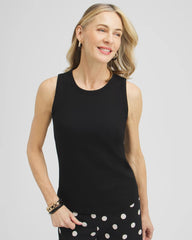 Black Ribbed High Neck Tank