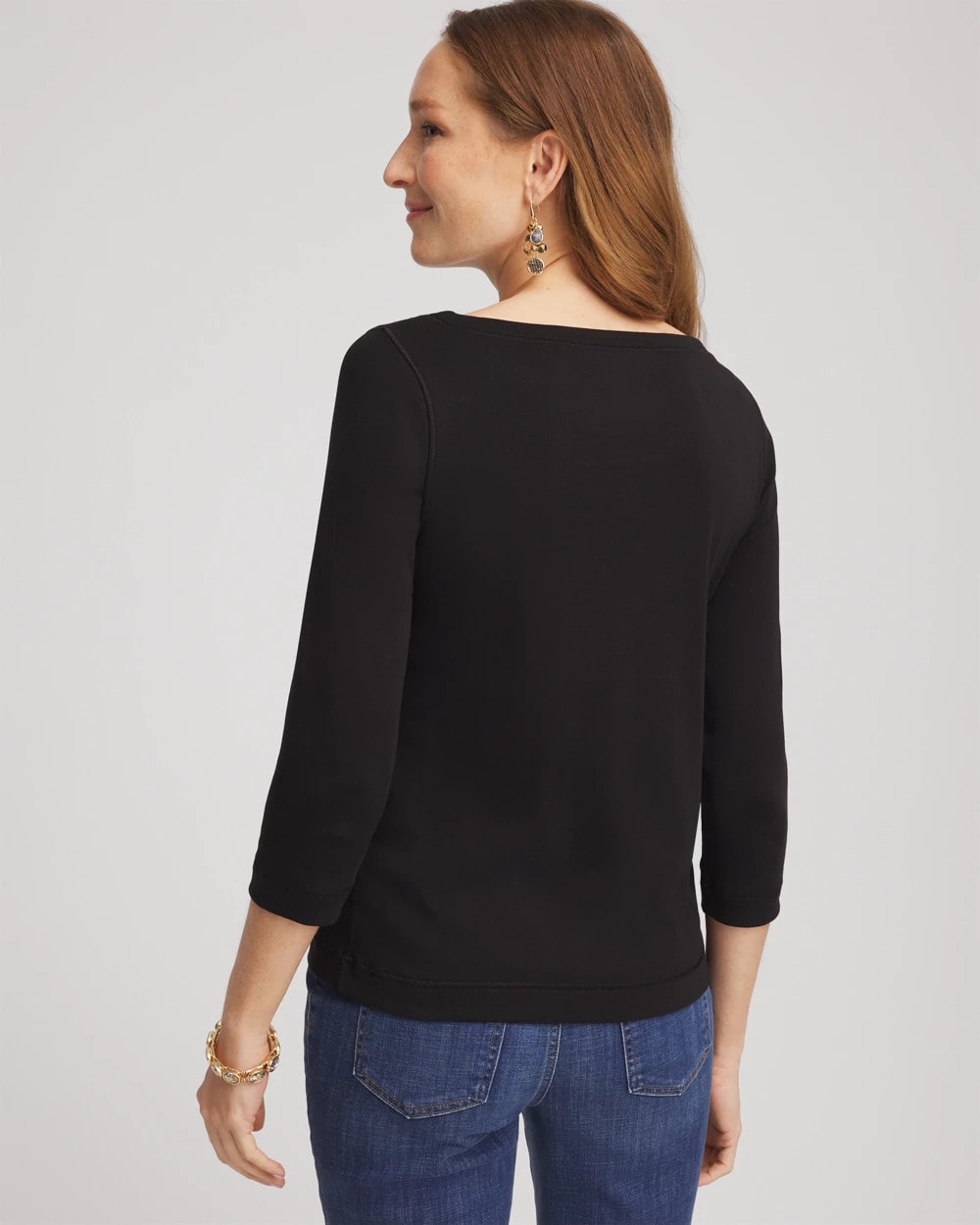 Black Pima Cotton 3/4 Sleeve Tee