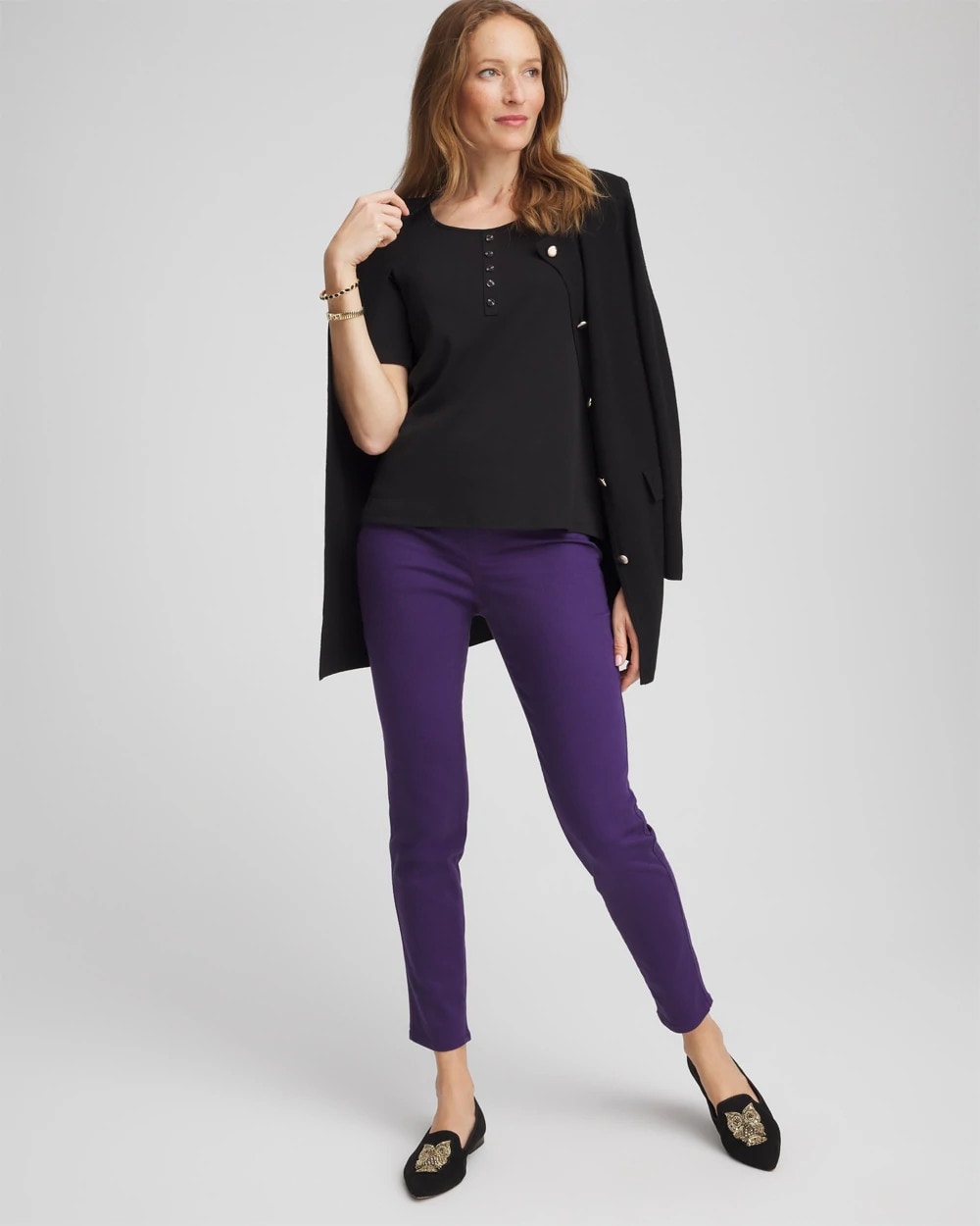 Black Pima Cotton Henley Tee