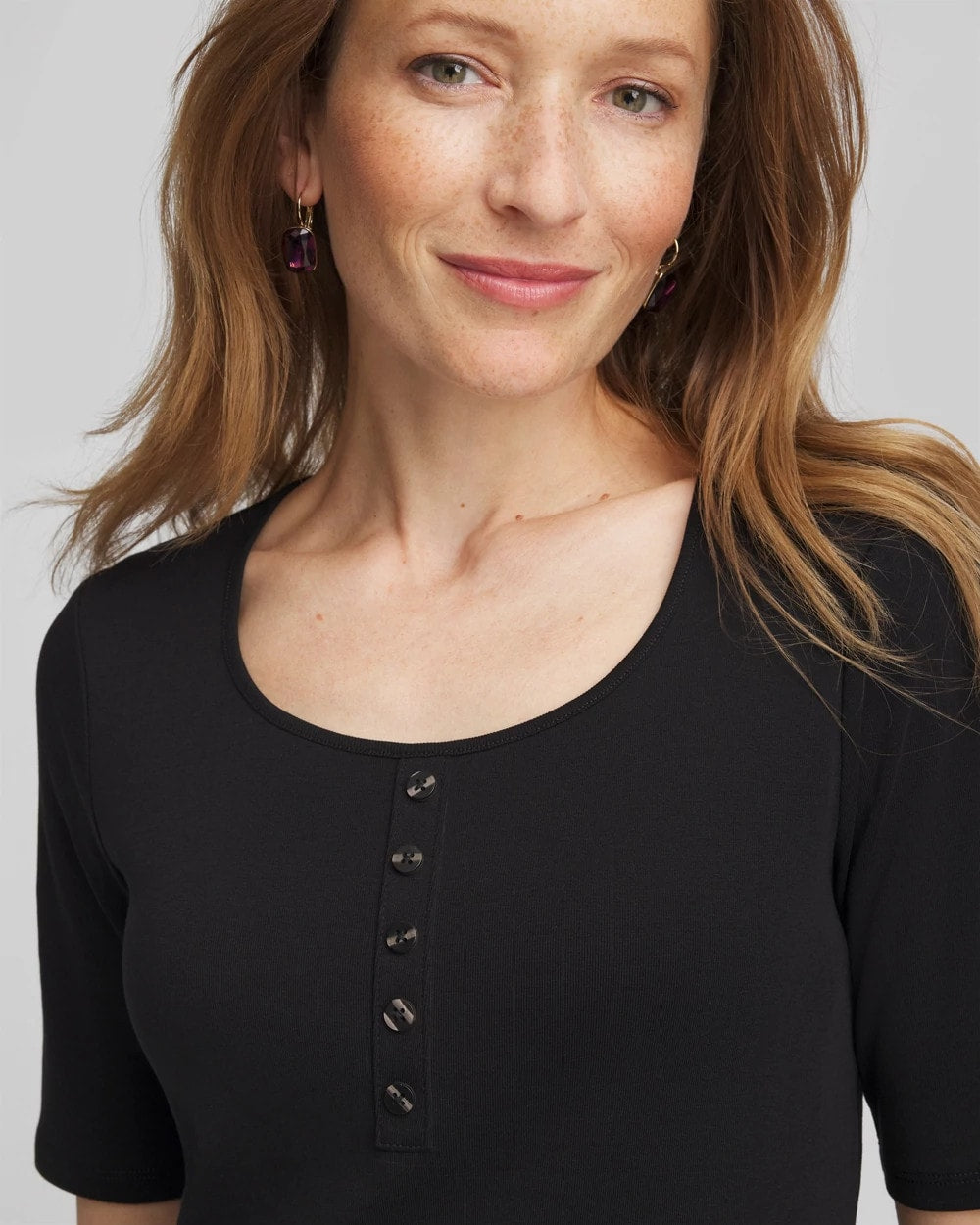 Black Pima Cotton Henley Tee