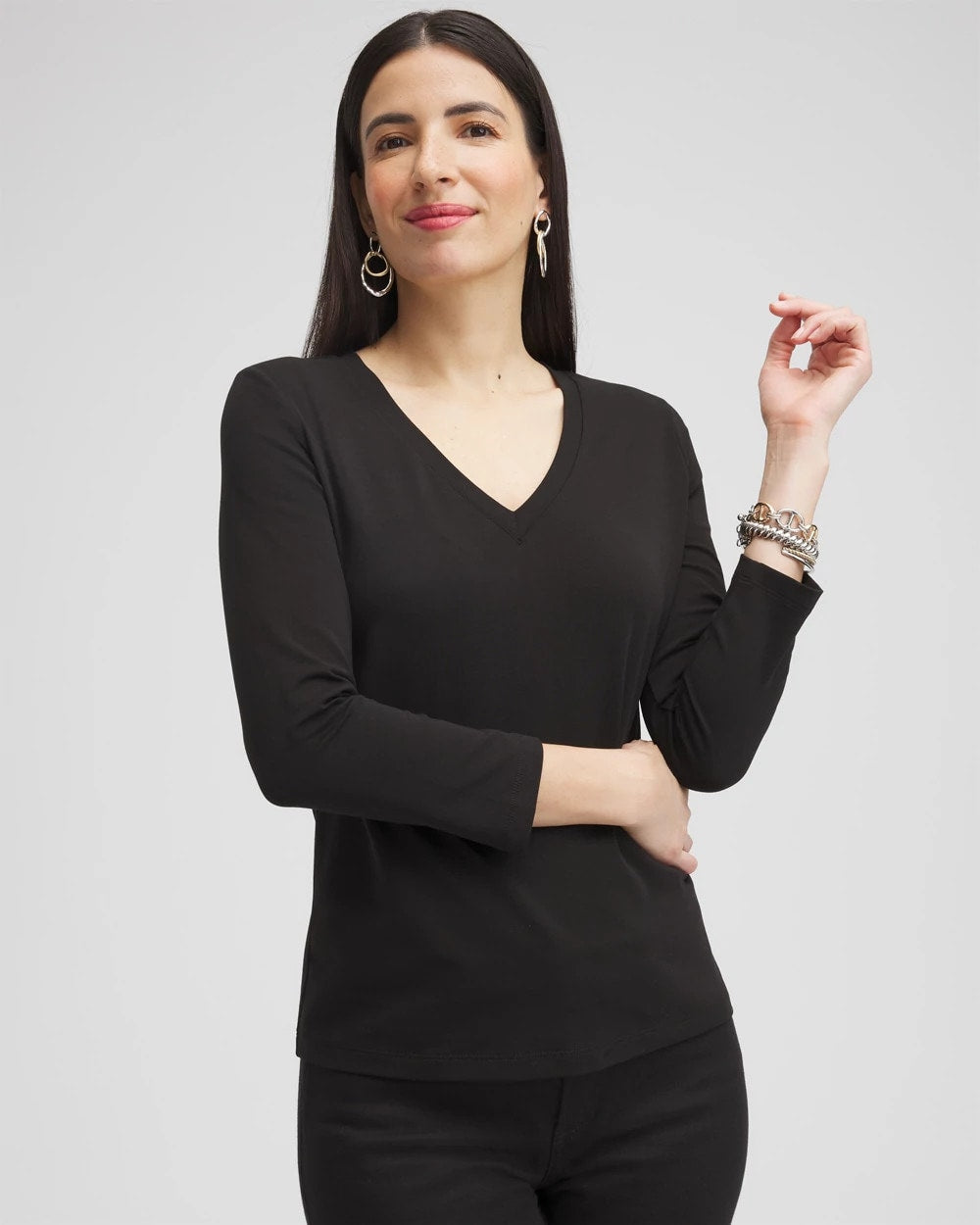 Black 3/4 Sleeve Perfect Tee