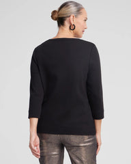 Black 3/4 Sleeve V-Neck Tee