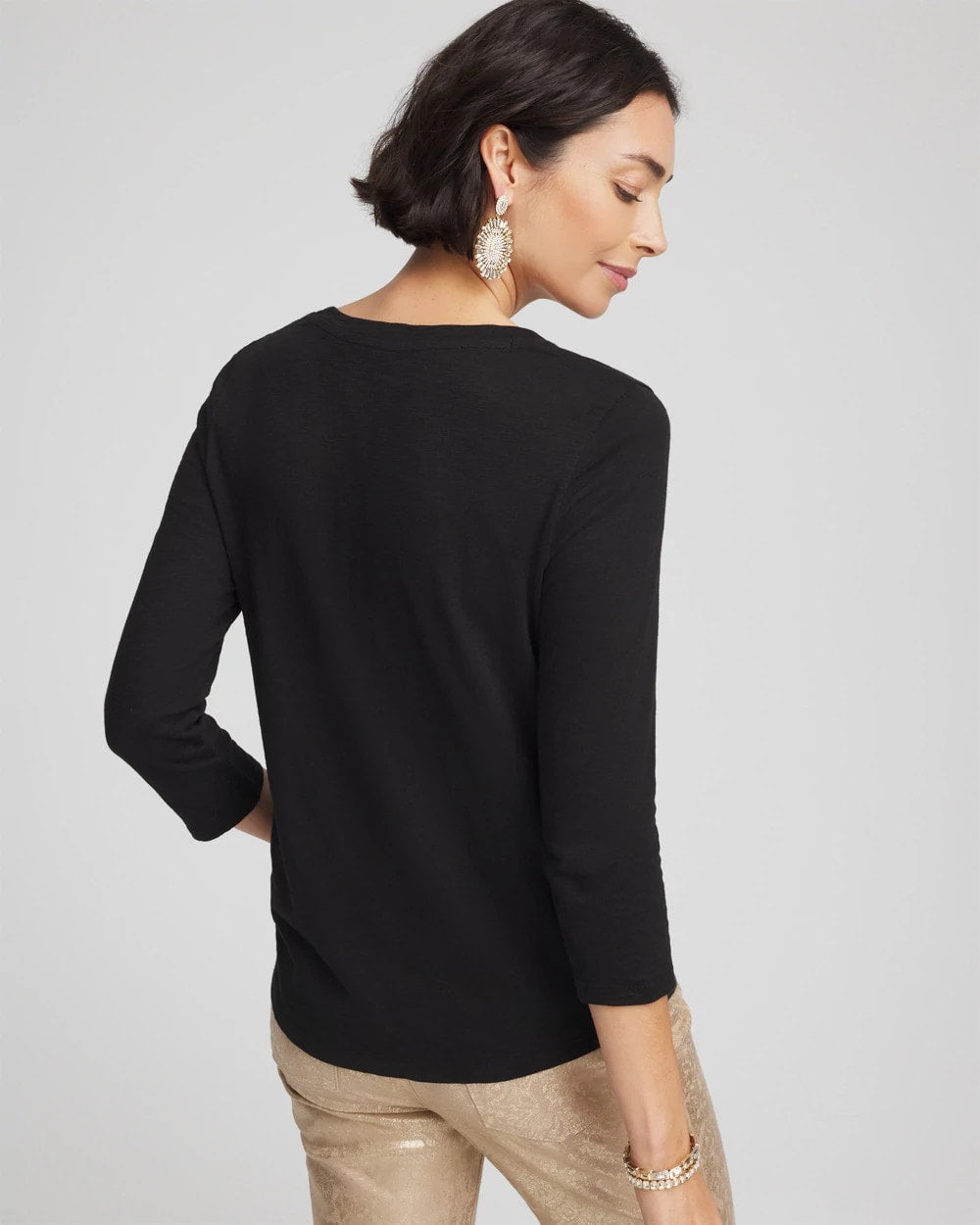 Black Slub 3/4 Sleeve Tee