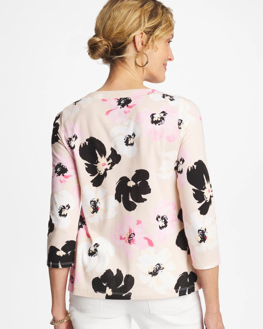Sweet Blossom Printed Pima 3/4 Sleeve Tee