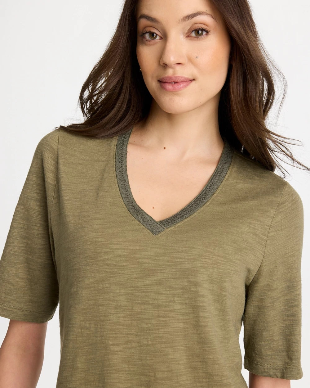 Lichen Cotton Slub V-Neck Tee