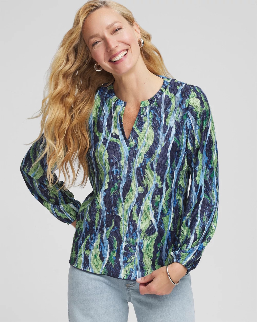 Passport Blue Ocean Plume Crinkle Top