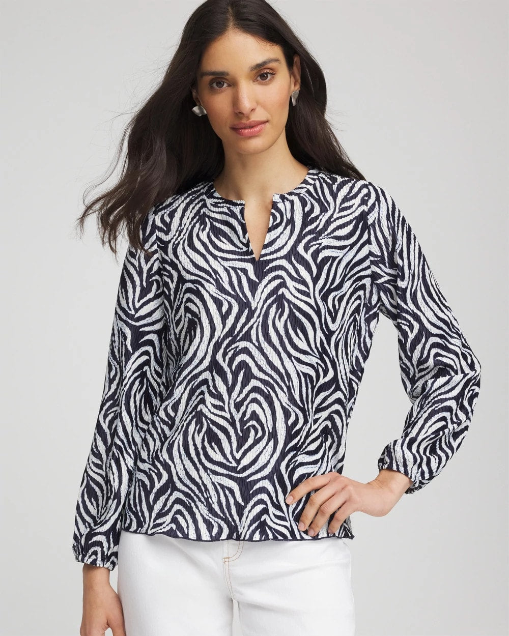 Passport Blue Zebra Waves Crinkle Top