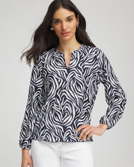 Passport Blue Zebra Waves Crinkle Top