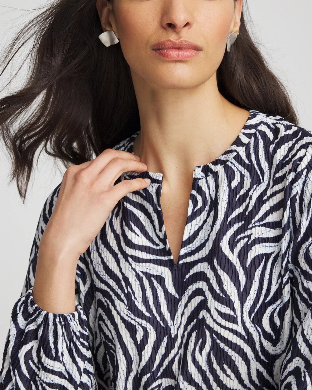 Passport Blue Zebra Waves Crinkle Top