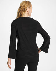 Black Textured Long Sleeve Cowlneck Tee