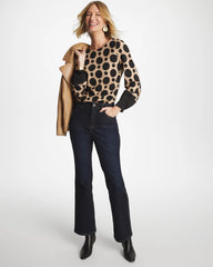 Cattail Brown Ponte Poplin Polka-Dot Top