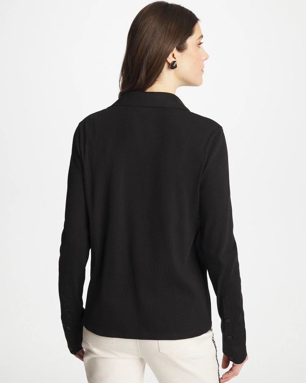 Black Collared Rib Mix Henley